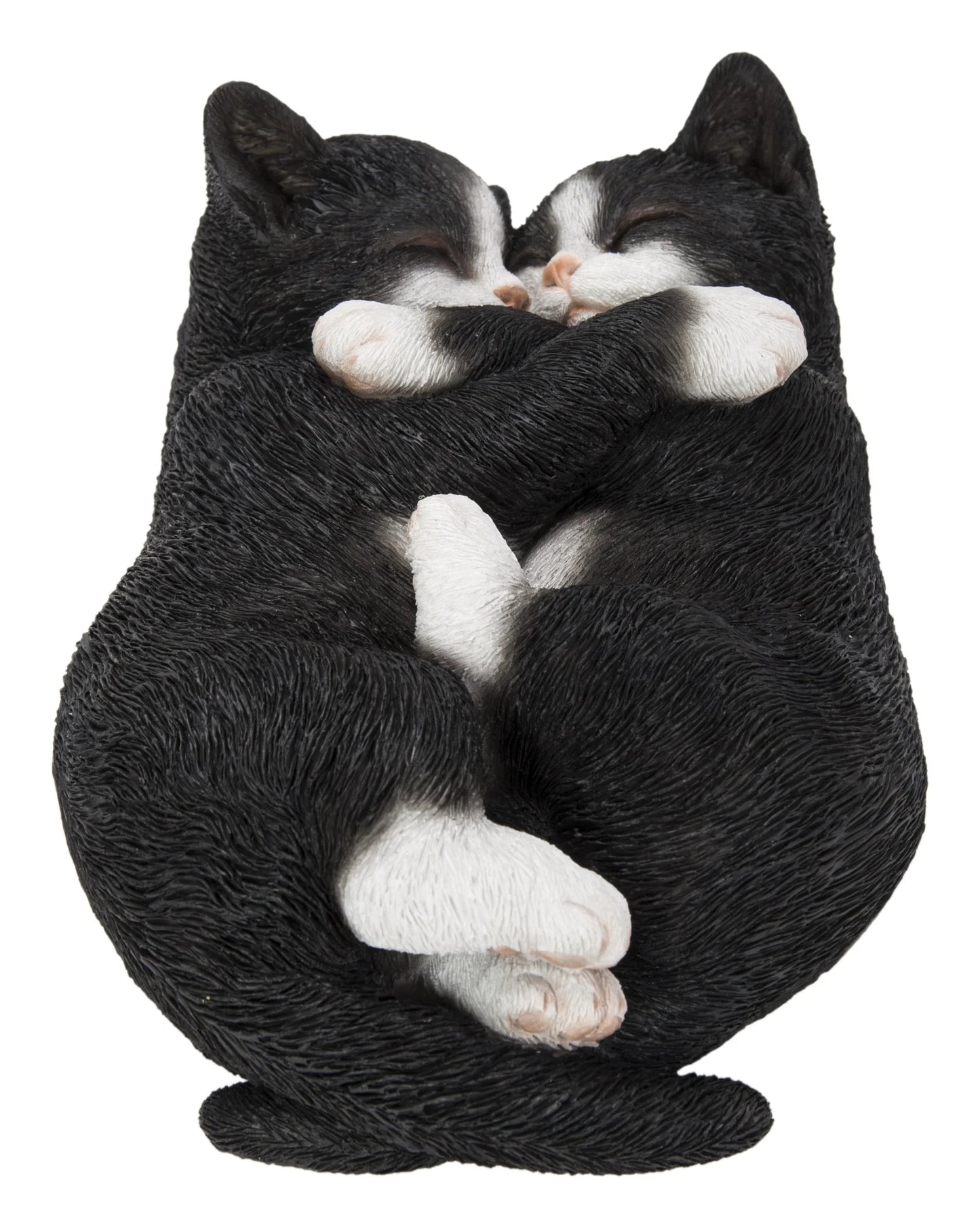 Sleeping Couple Cats Figurine - Charming Black and White Cat Lovers' Decor