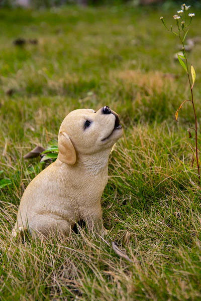 Howling Yellow Labrador Puppy Statue - Charming Figurine for Dog Lovers