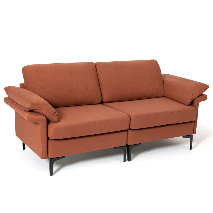 Large 3-Seat Sectional Sofa with Metal Legs - Comfortably Seats 3-4 People