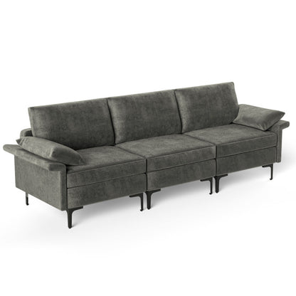 Large 3-Seat Sectional Sofa with Metal Legs - Comfortably Seats 3-4 People