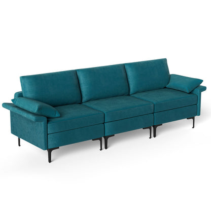 Large 3-Seat Sectional Sofa with Metal Legs - Comfortably Seats 3-4 People