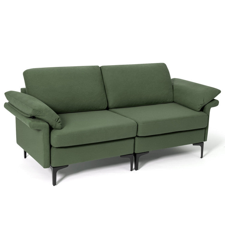 Large 3-Seat Sectional Sofa with Metal Legs - Comfortably Seats 3-4 People