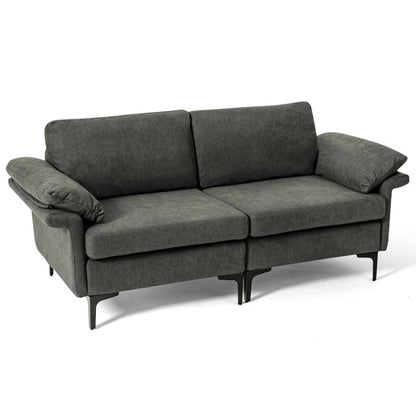 Large 3-Seat Sectional Sofa with Metal Legs - Comfortably Seats 3-4 People