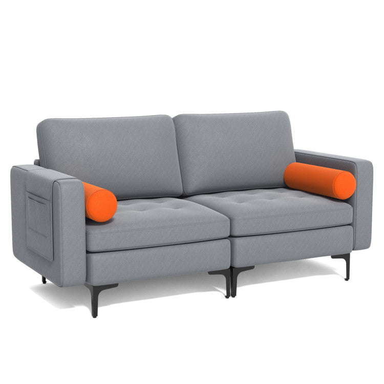 3-Seat Sectional Sofa with Side Storage Pocket and Sleek Metal Legs