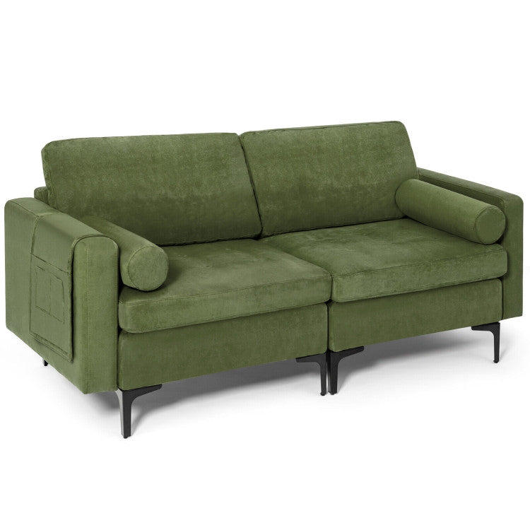 3-Seat Sectional Sofa with Side Storage Pocket and Sleek Metal Legs