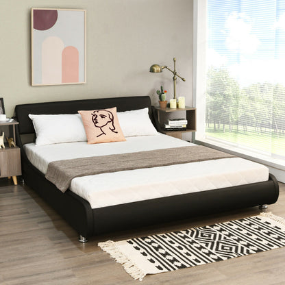 Faux Leather Upholstered Platform Bed with Adjustable Headboard – Modern Style for Any Bedroom