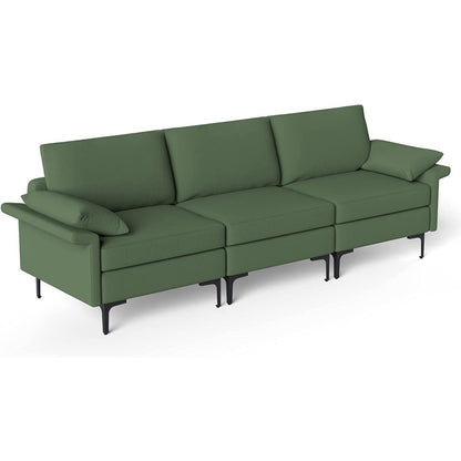 Large 3-Seat Sectional Sofa with Metal Legs - Comfortably Seats 3-4 People