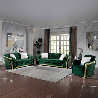 Luxury Polyester Velvet Furniture: Stylish Sofa, Loveseat & Chair with Solid Wood & Stainless Steel Legs