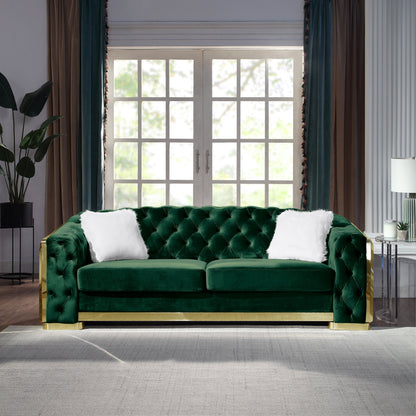 Luxury Polyester Velvet Furniture: Stylish Sofa, Loveseat & Chair with Solid Wood & Stainless Steel Legs