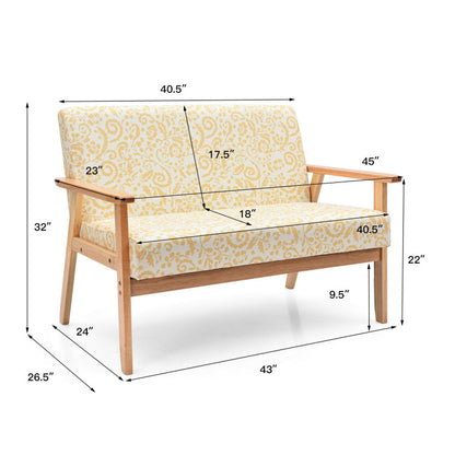 Modern Upholstered Fabric Loveseat Sofa - Stylish 2-Seat Couch with Armchair Comfort