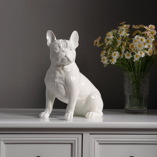 53003-WT - 10" H French Bulldog Statue in White Home Decor Indoor Use Only