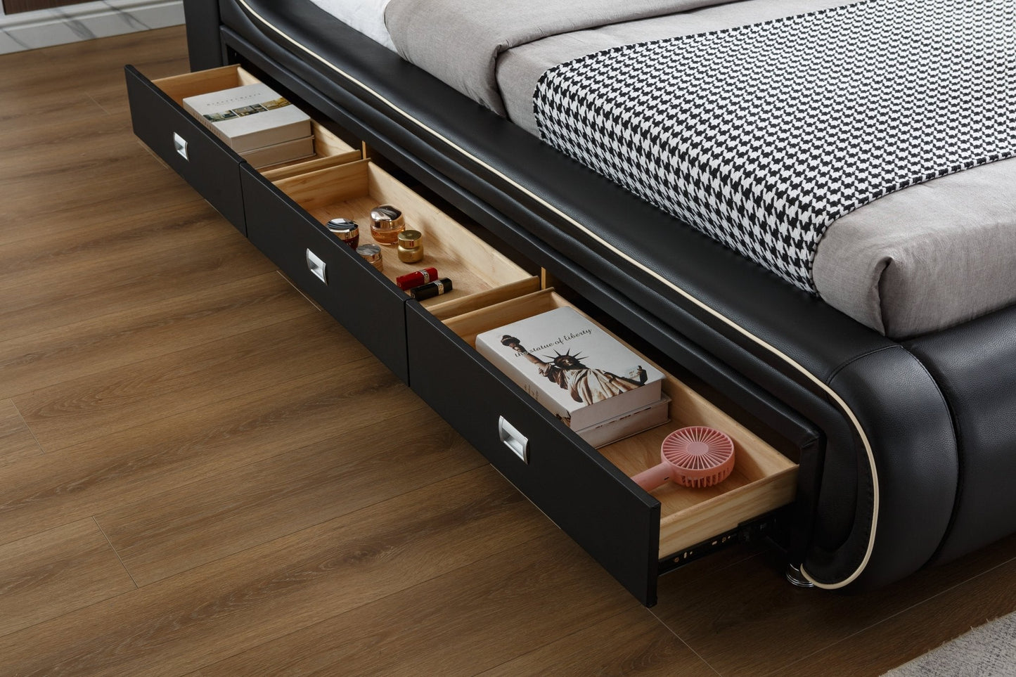 Multifunctional King bed with Built-In Projector, Air Purifiers, Massage Backrest & Storage