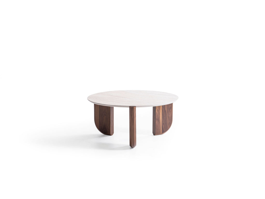 720 Walnut-Travertine 3 Pc Coffee Table Set