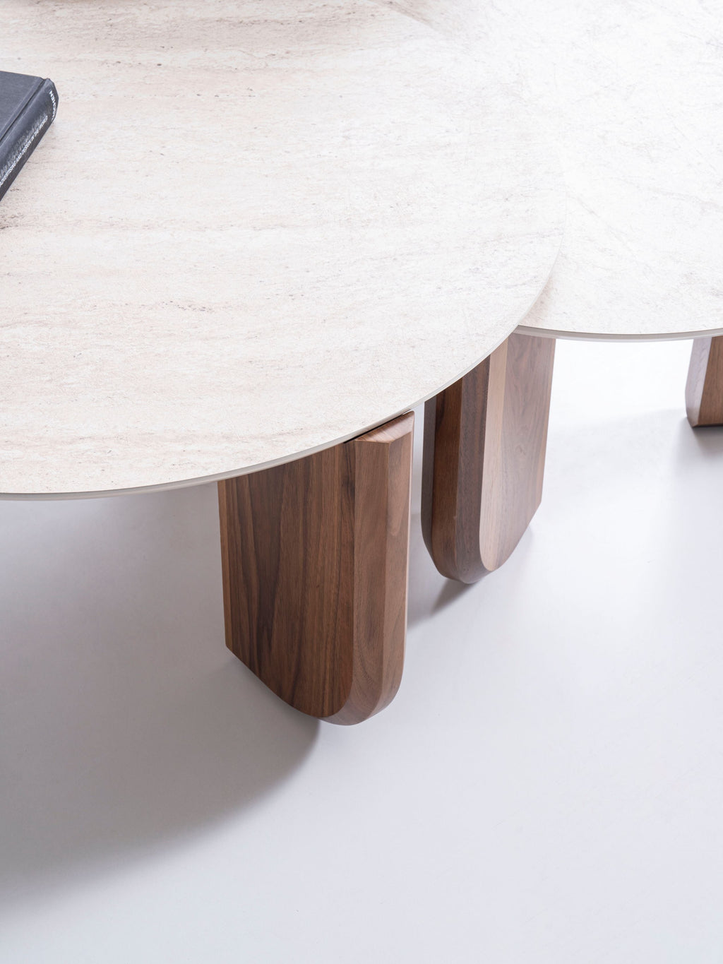 720 Walnut-Travertine 3 Pc Coffee Table Set