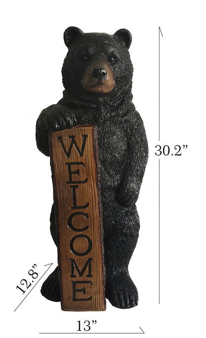 75619-N - Welcome Bear Haven: Standing Black Bear with Heartwarming Welcome Sign