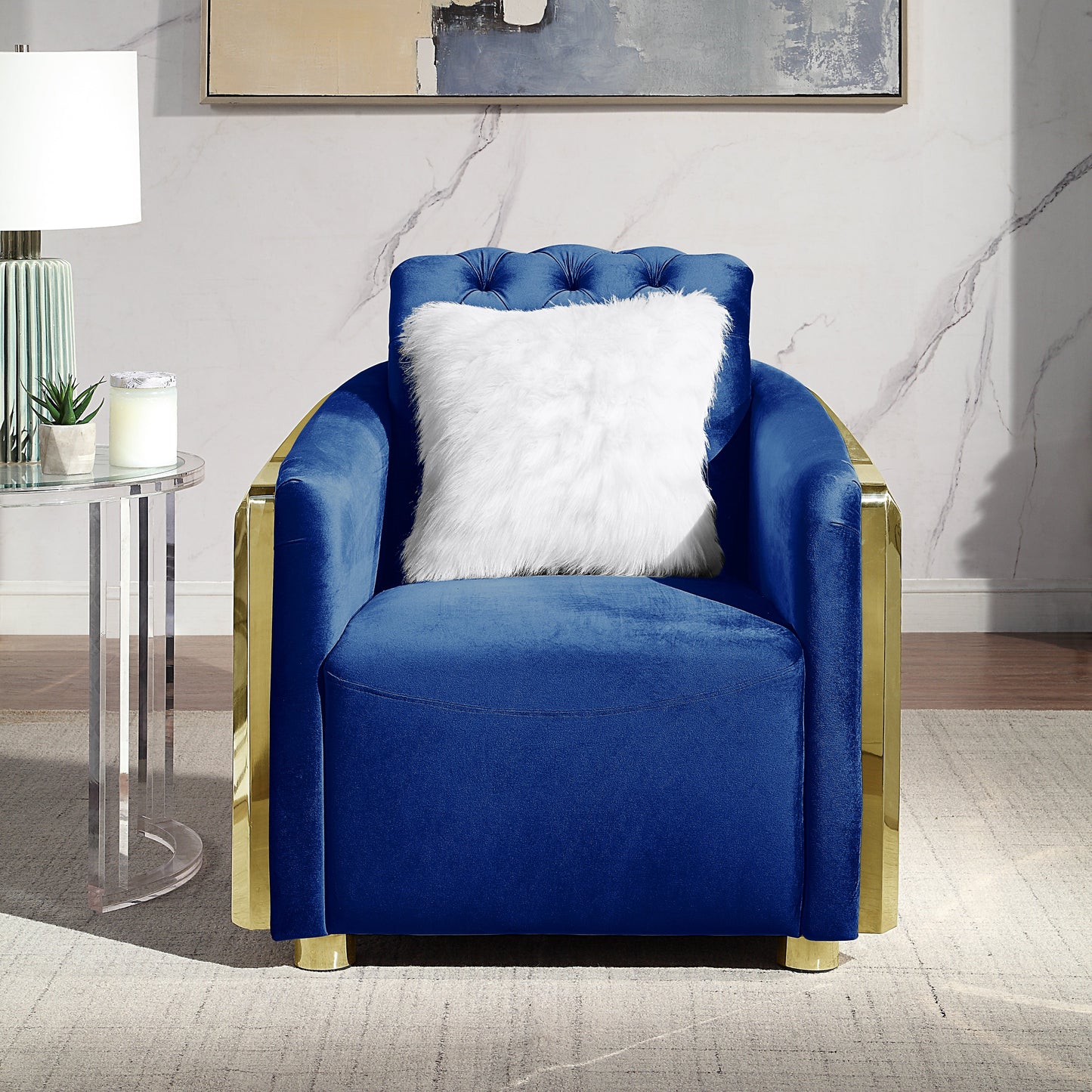 Luxury Polyester Velvet Furniture: Stylish Sofa, Loveseat & Chair with Solid Wood & Stainless Steel Legs