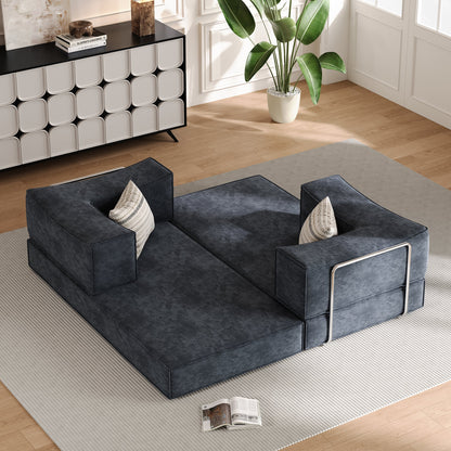 Compressed Sofa with Flannel Upholstery, High-Density Springs & Sponge Filling