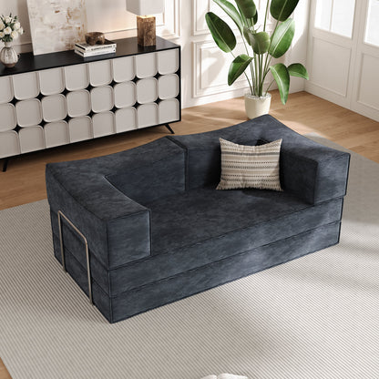 Compressed Sofa with Flannel Upholstery, High-Density Springs & Sponge Filling