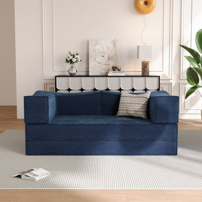 Compressed Sofa with Flannel Upholstery, High-Density Springs & Sponge Filling