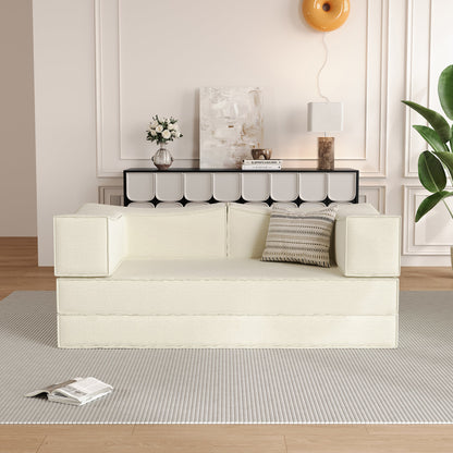 Compressed Sofa with Flannel Upholstery, High-Density Springs & Sponge Filling