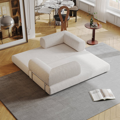 Stylish Compressed Sofa: White & Black Flannel with High-Density Springs