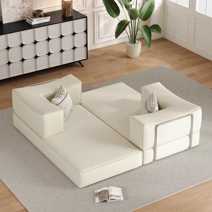 Compressed Sofa with Flannel Upholstery, High-Density Springs & Sponge Filling