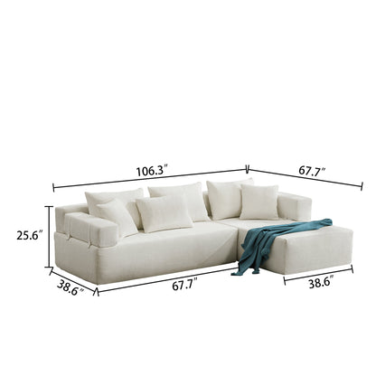 Vibrant Compressed Sofa: White, Black, Orange & Blue Snow Neil Design with High-Quality Comfort