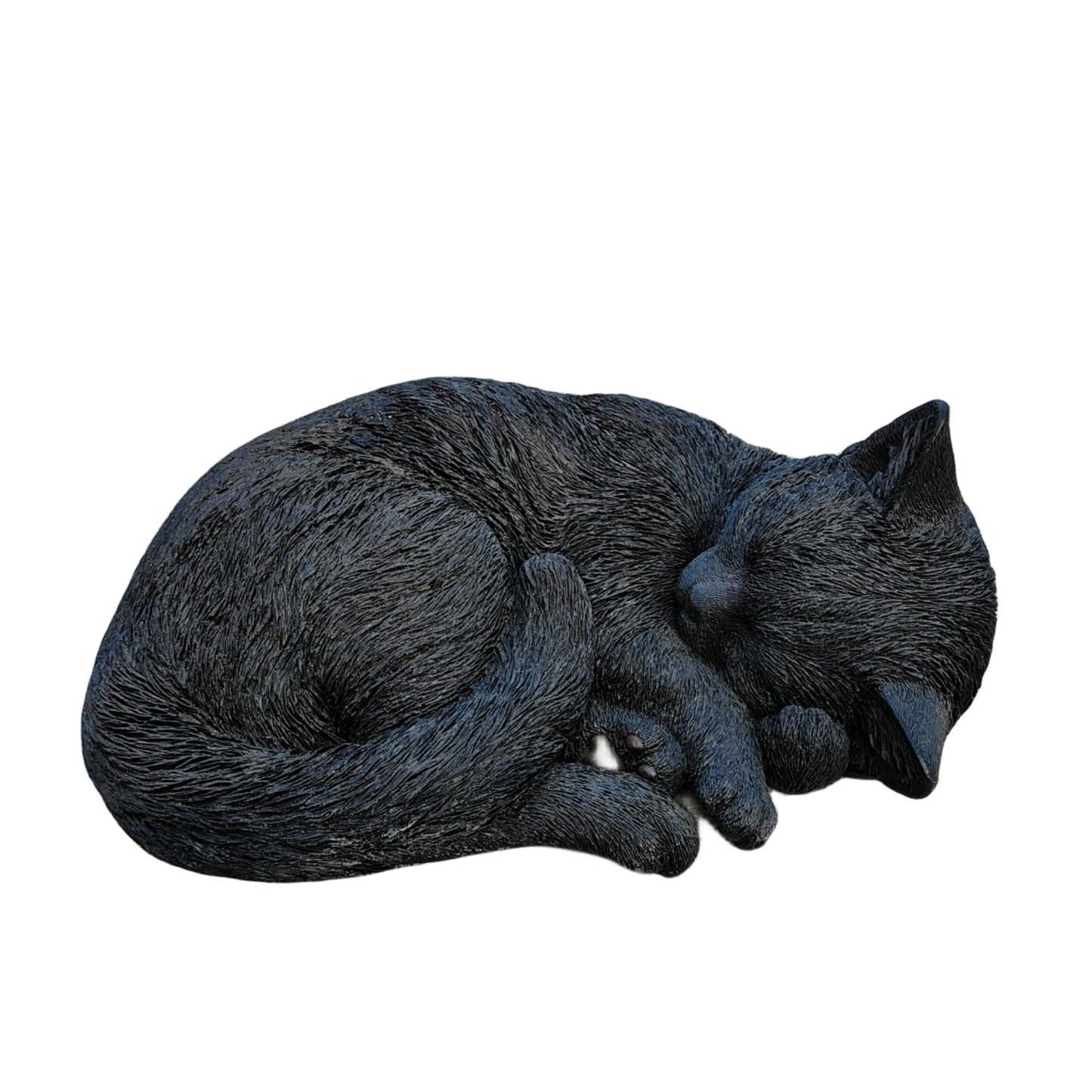 Black Polyresin Sleeping Cat Figurine- Nocturnal Elegance: