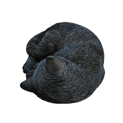 Black Polyresin Sleeping Cat Figurine- Nocturnal Elegance: