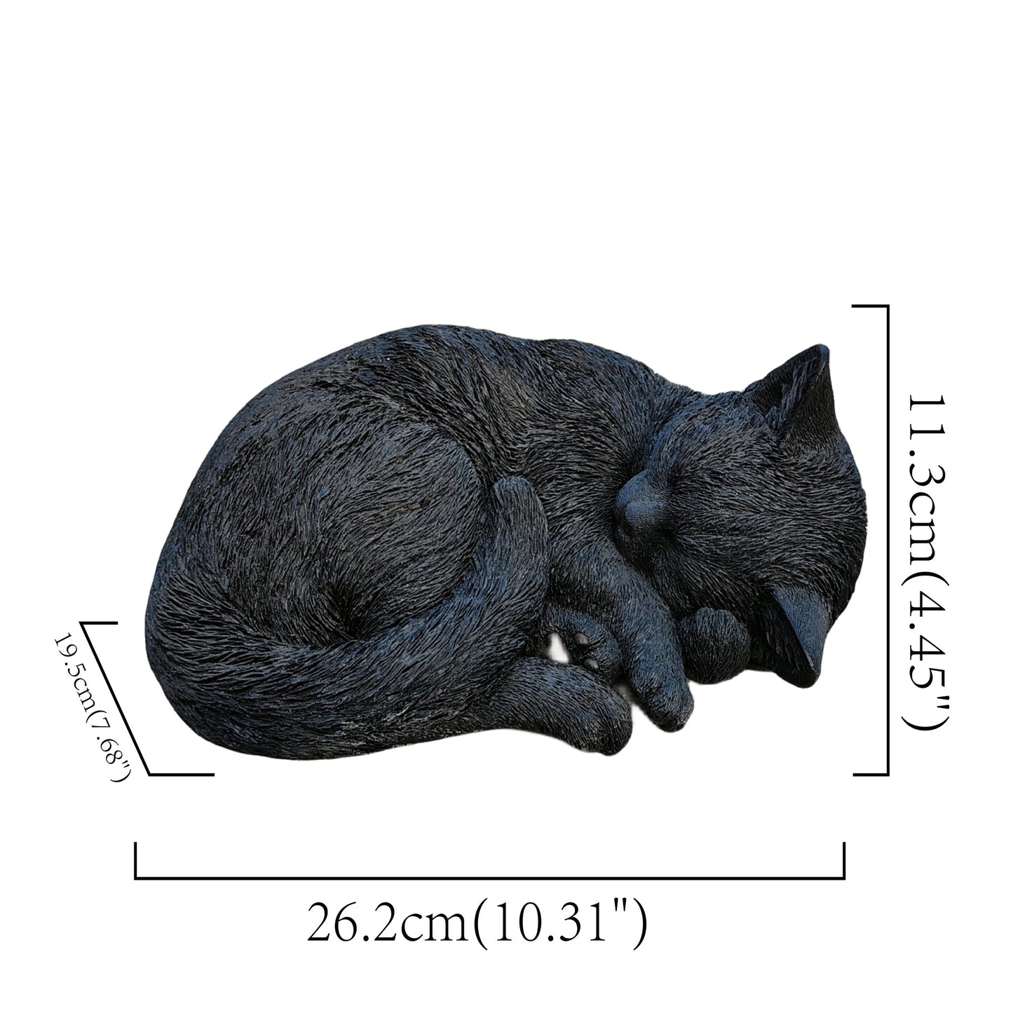 Black Polyresin Sleeping Cat Figurine- Nocturnal Elegance: