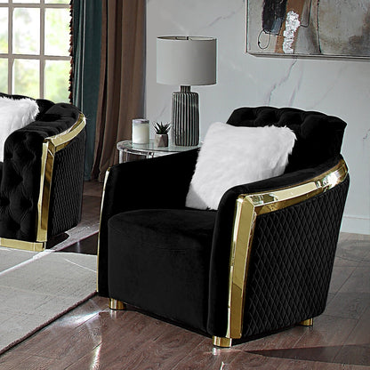 Luxury Polyester Velvet Furniture: Stylish Sofa, Loveseat & Chair with Solid Wood & Stainless Steel Legs