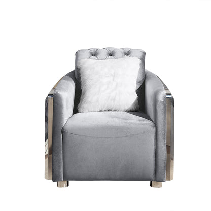 Luxury Polyester Velvet Furniture: Stylish Sofa, Loveseat & Chair with Solid Wood & Stainless Steel Legs