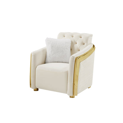 Luxury Polyester Velvet Furniture: Stylish Sofa, Loveseat & Chair with Solid Wood & Stainless Steel Legs