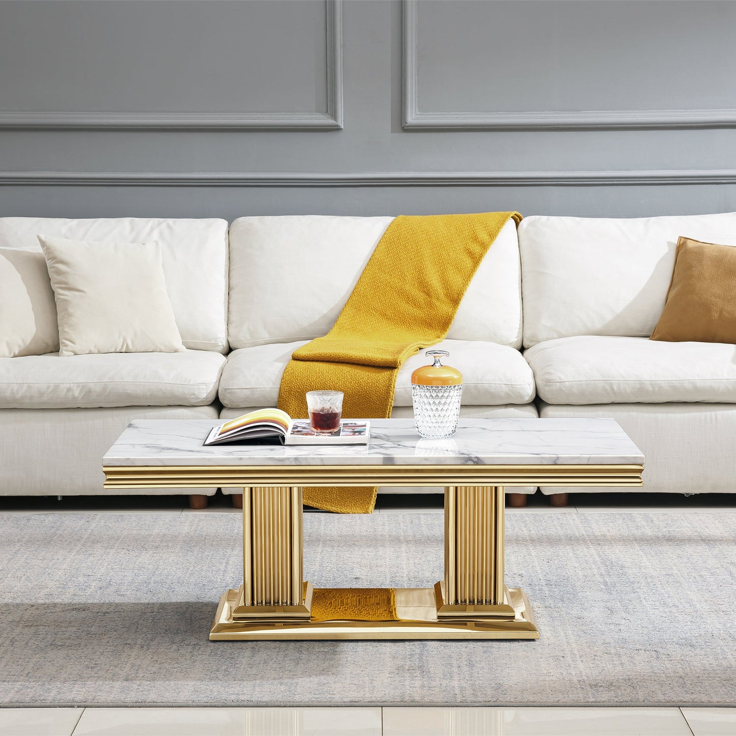 Contemporary MDF and Metal Coffee Table - Perfect Size for Home Decor