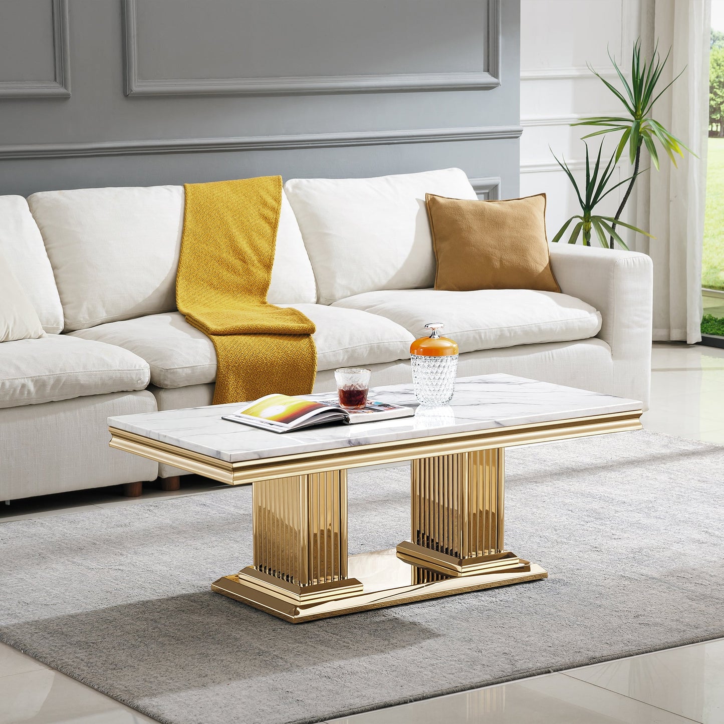 Contemporary MDF and Metal Coffee Table - Perfect Size for Home Decor