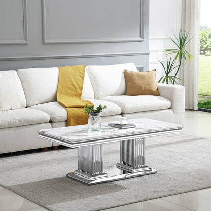 Contemporary MDF and Metal Coffee Table - Perfect Size for Home Decor