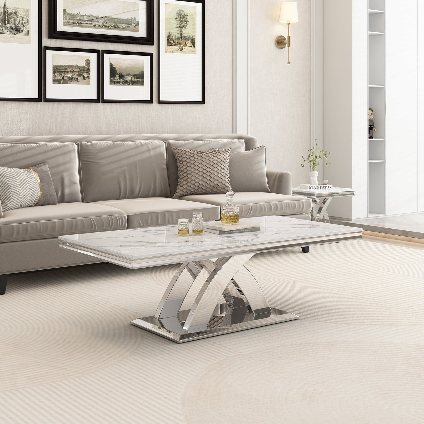 Stylish MDF and Metal Coffee Table - Ideal Dimensions for Any Living Room