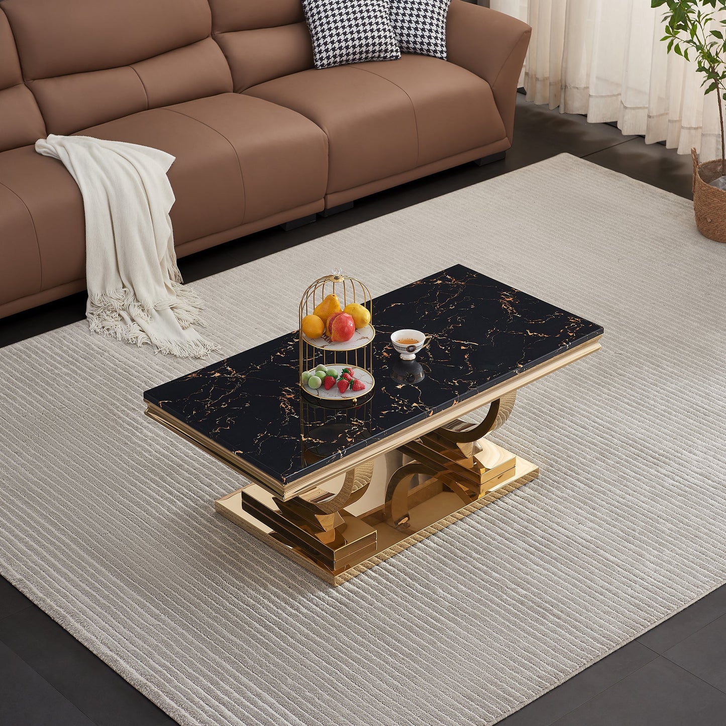 Chic Coffee Table - Durable MDF and Metal Construction, Perfect Size for Any Room