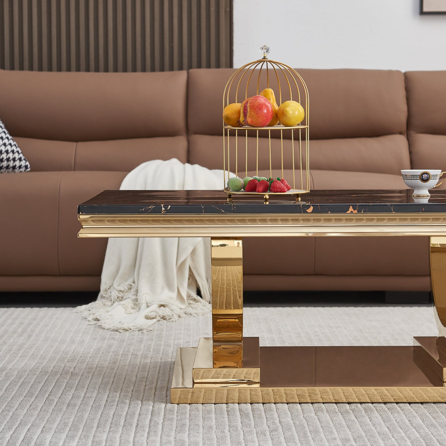 Chic Coffee Table - Durable MDF and Metal Construction, Perfect Size for Any Room