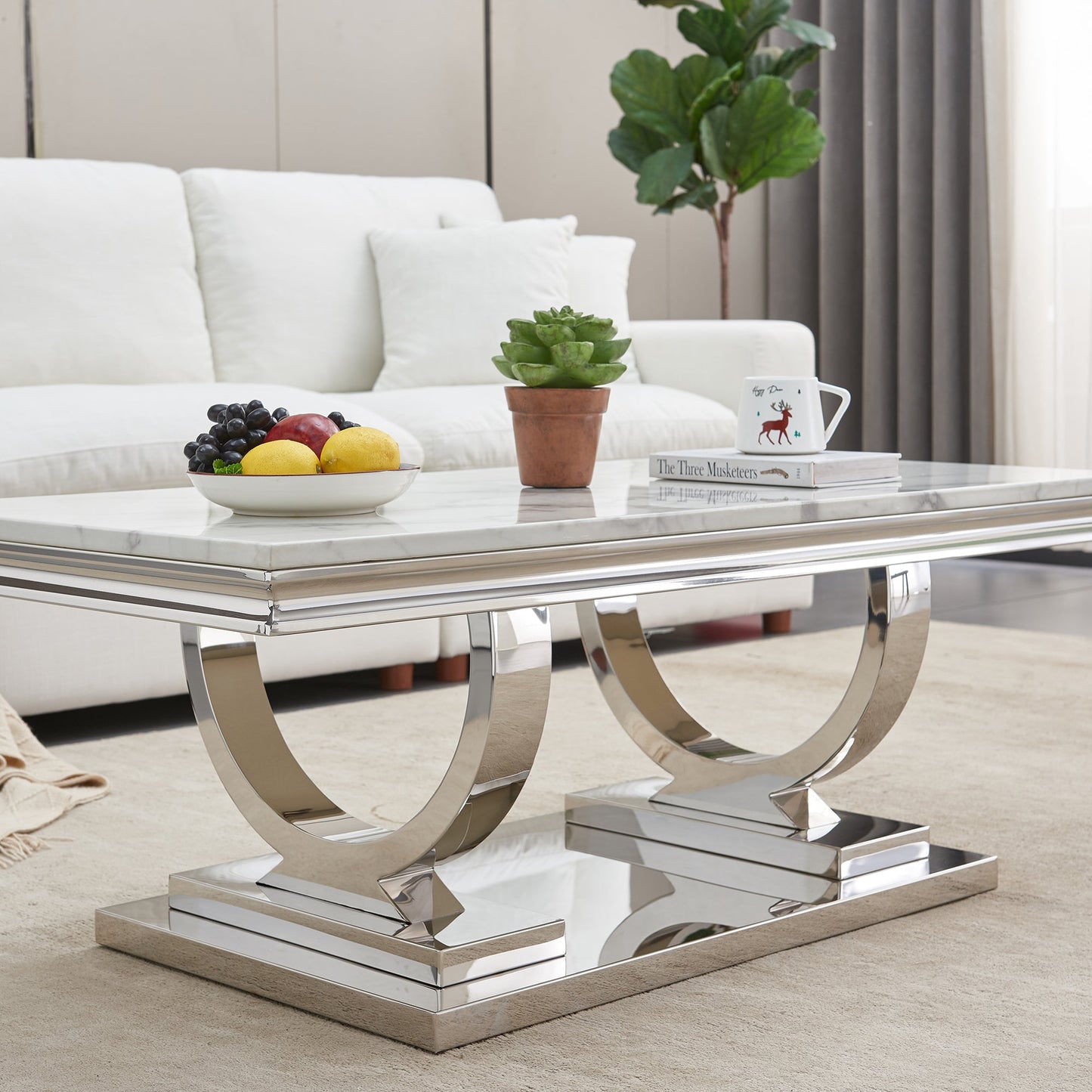 Chic Coffee Table - Durable MDF and Metal Construction, Perfect Size for Any Room