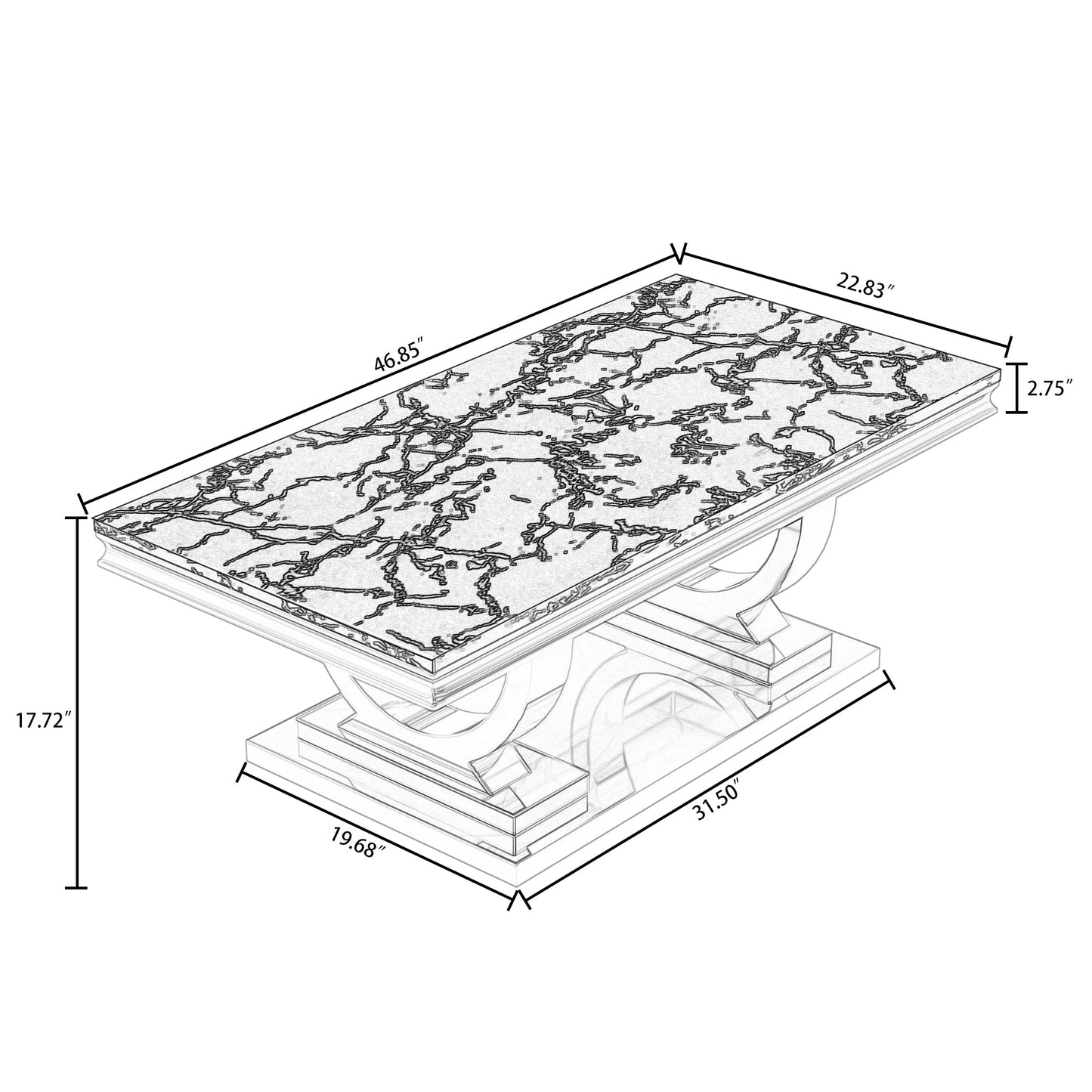 Chic Coffee Table - Durable MDF and Metal Construction, Perfect Size for Any Room