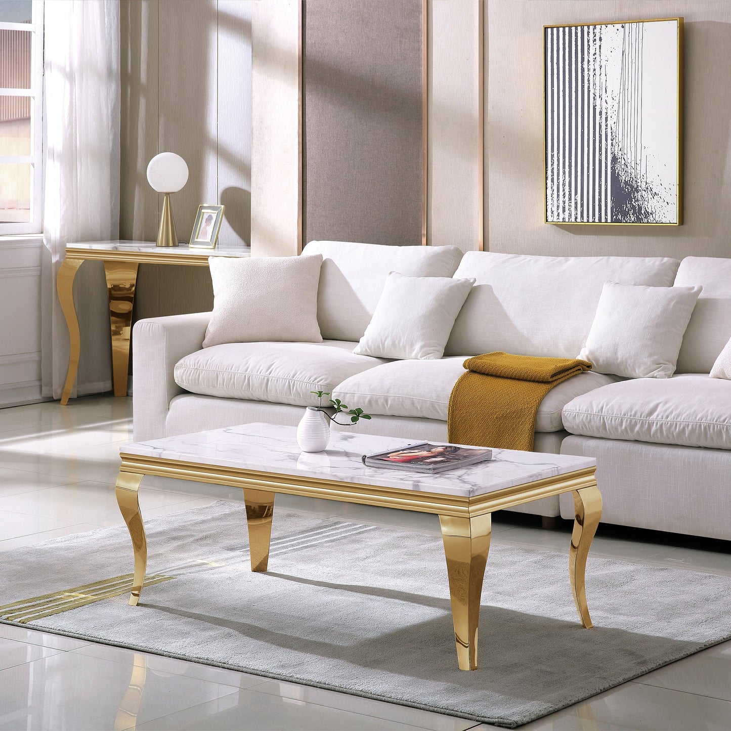 Stylish MDF and Metal Coffee Table - Perfect Dimensions for Modern Living Spaces