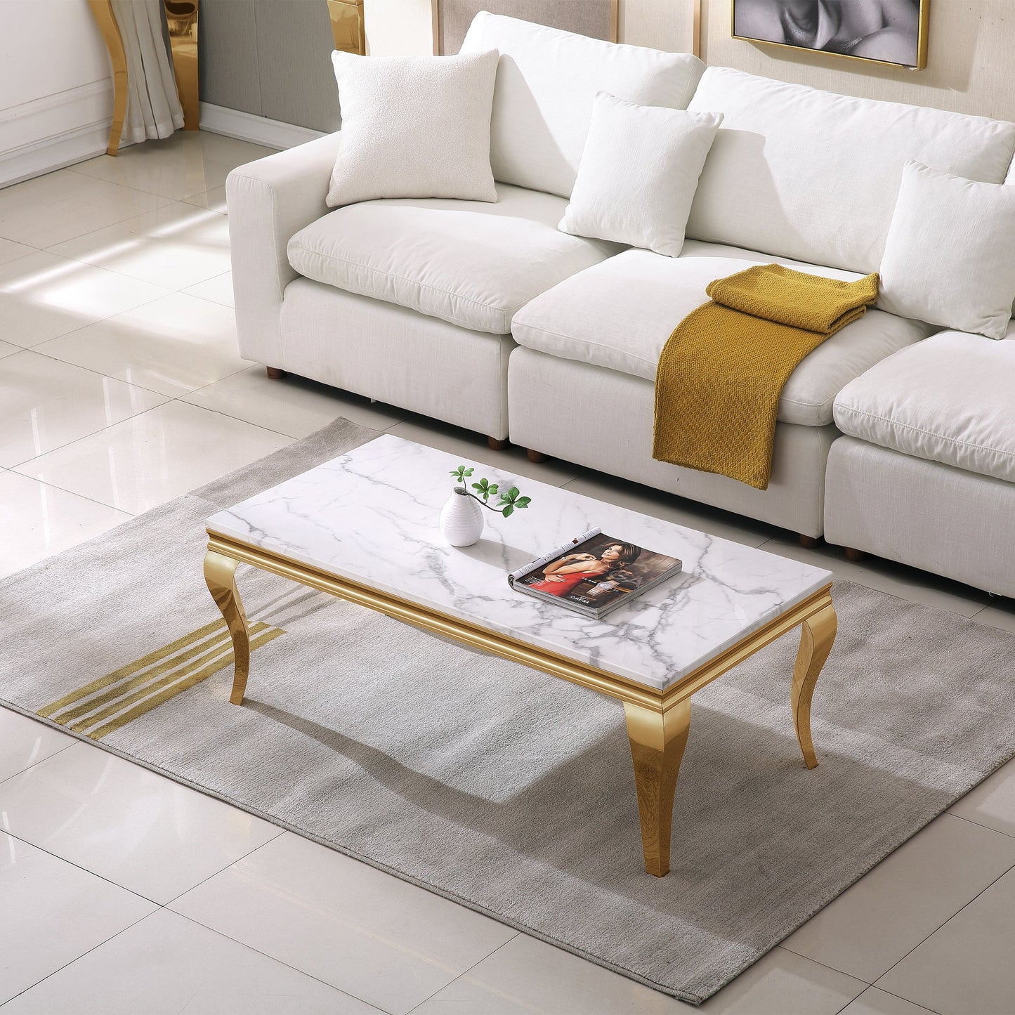 Stylish MDF and Metal Coffee Table - Perfect Dimensions for Modern Living Spaces