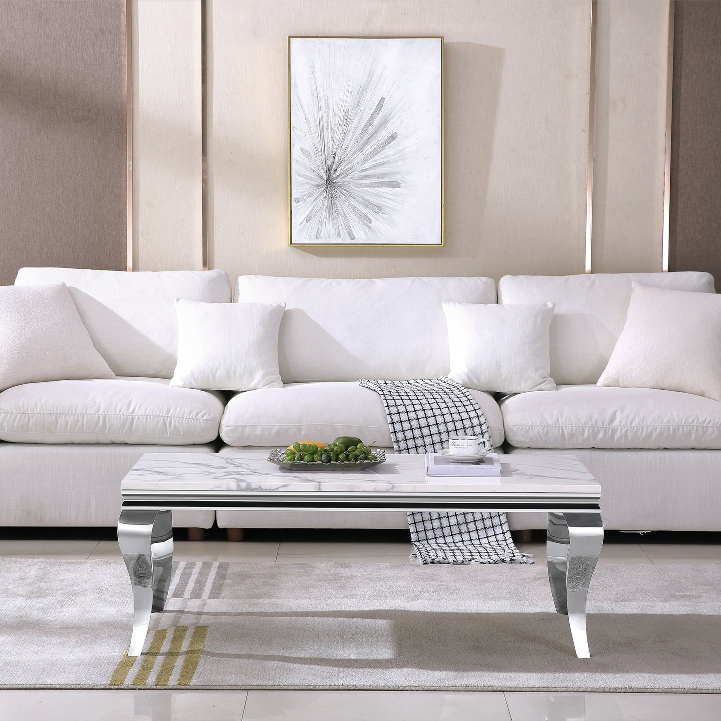 Stylish MDF and Metal Coffee Table - Perfect Dimensions for Modern Living Spaces