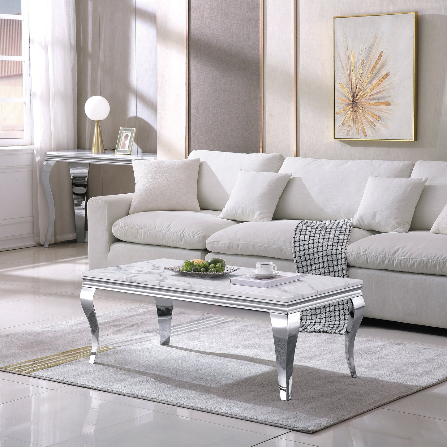 Stylish MDF and Metal Coffee Table - Perfect Dimensions for Modern Living Spaces