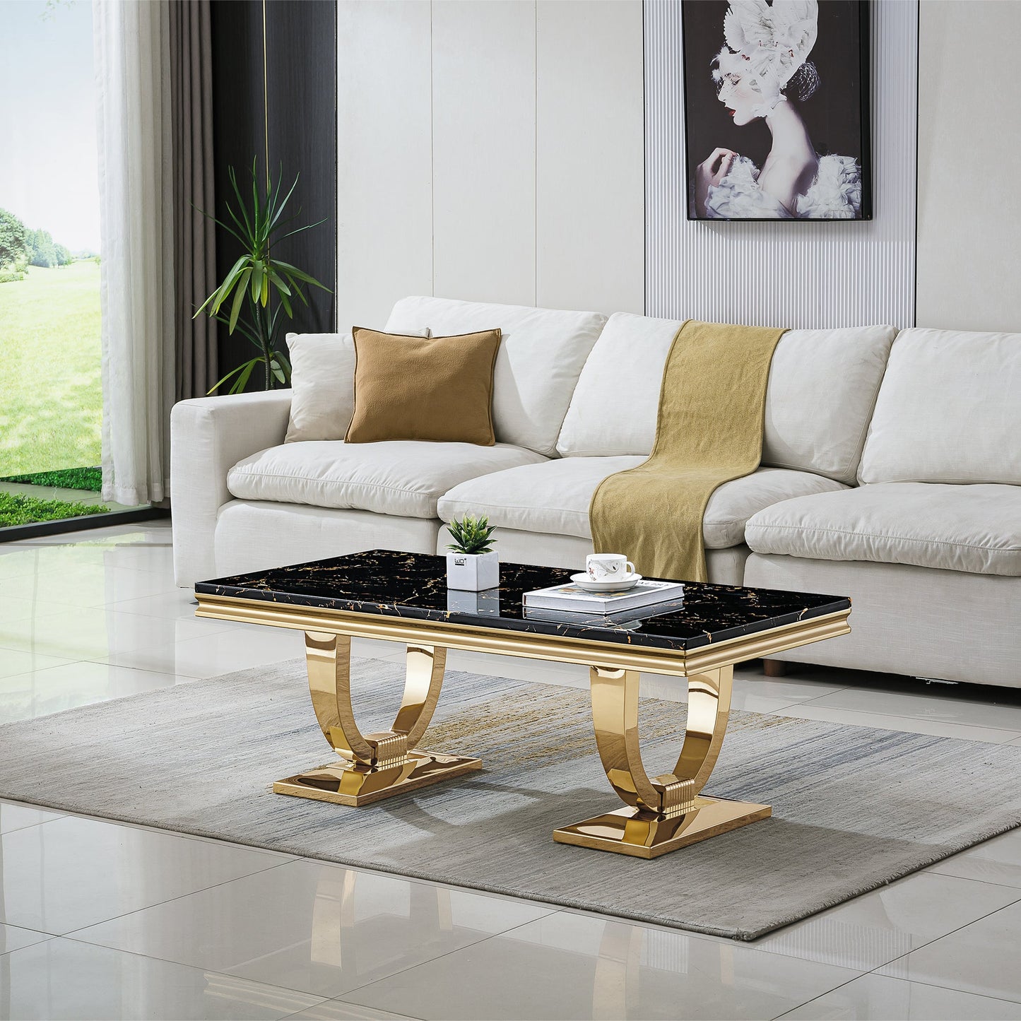 Modern Coffee Table - Durable MDF and Metal Design, Perfect for Any Living Space