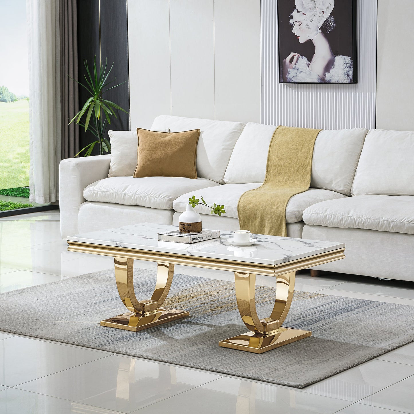 Modern Coffee Table - Durable MDF and Metal Design, Perfect for Any Living Space