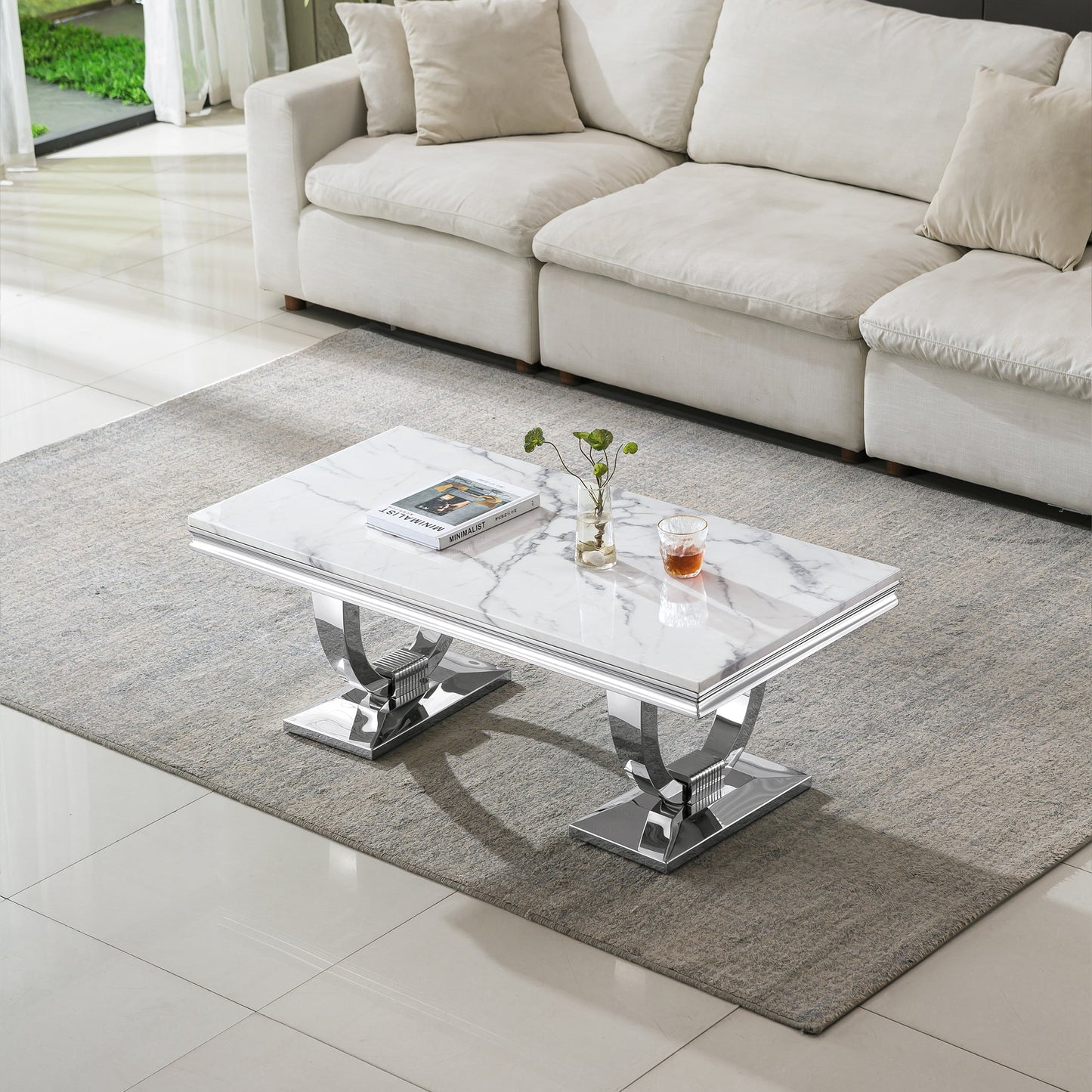 Modern Coffee Table - Durable MDF and Metal Design, Perfect for Any Living Space