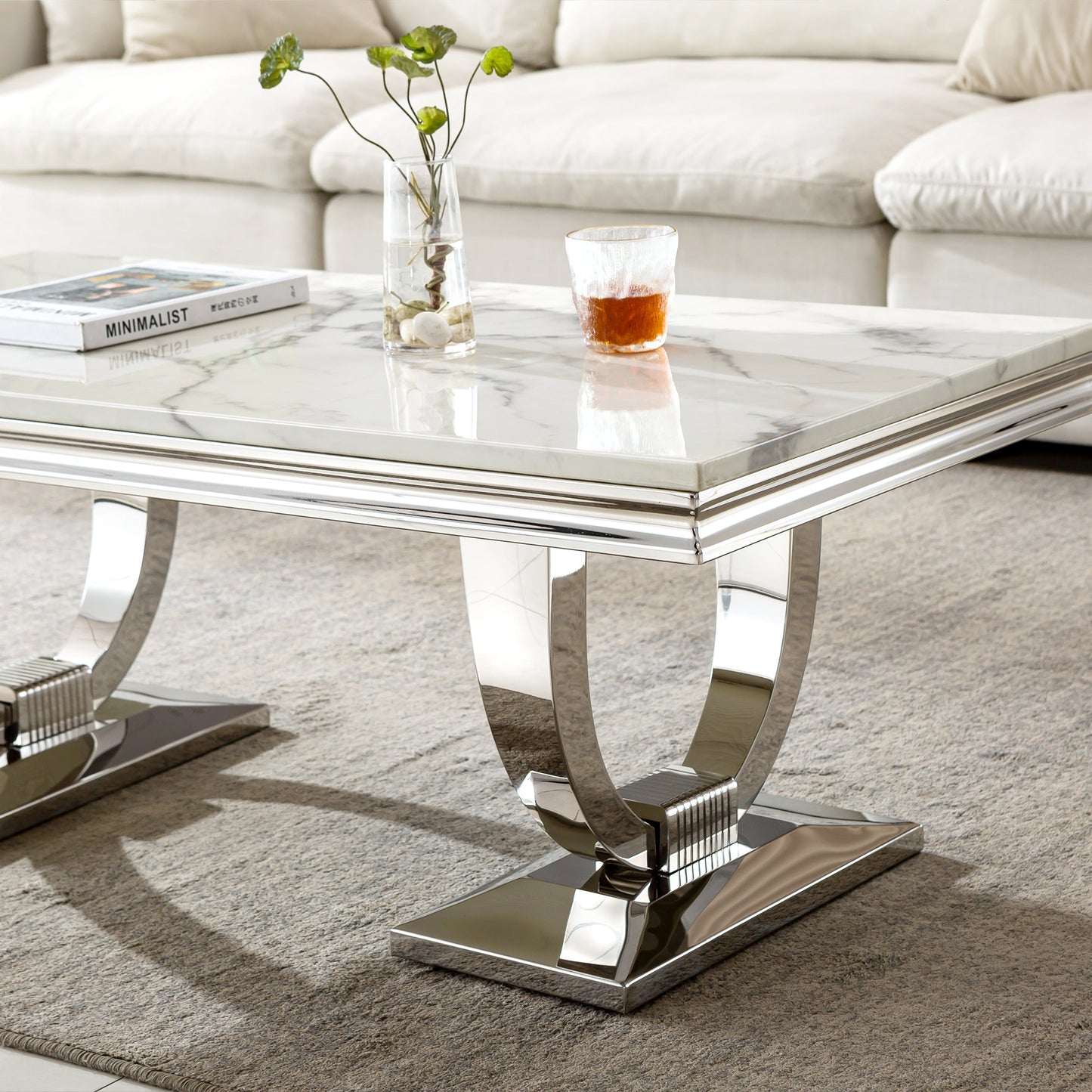 Modern Coffee Table - Durable MDF and Metal Design, Perfect for Any Living Space