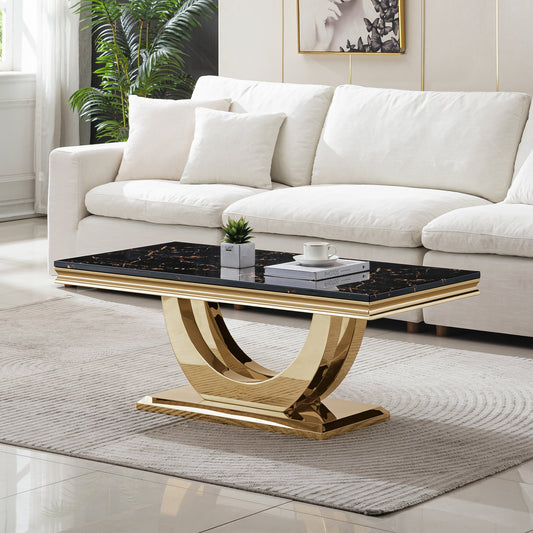 Modern MDF and Metal Coffee Table - Ideal Size for Any Living Space